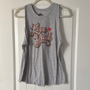 Gray Graphic Muscle Tee with 'Love Y'all' Design